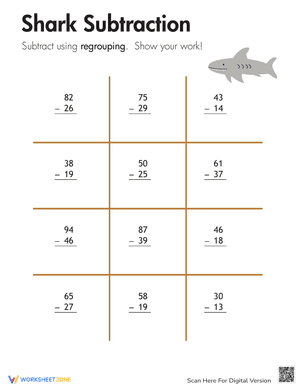 Shark!: Two-Digit Subtraction with Regrouping