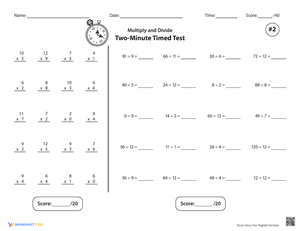 Two-Minute Timed Test #2: Multiply & Divide