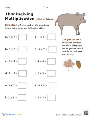 Thanksgiving Multiplication #2