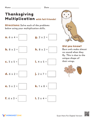 Thanksgiving Multiplication #4