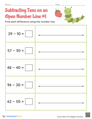 Subtracting Tens on an Open Number Line #1