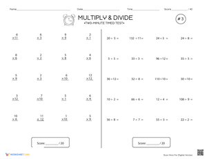 Two-Minute Timed Test #3: Multiply & Divide