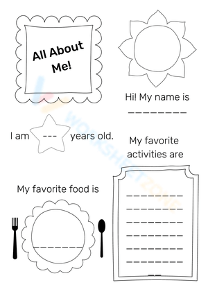 Black White All About Me Back to School Worksheet