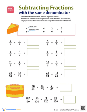 Introducing Fractions: Subtracting Fractions