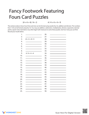 Number Puzzle: Four Fours