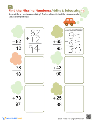 Find the Missing Numbers: Reverse Addition & Subtraction