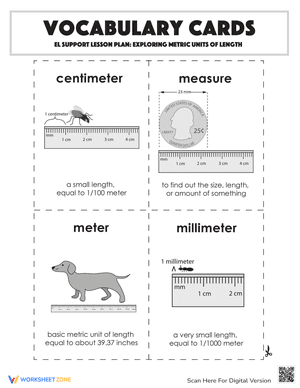 Vocabulary Cards: Exploring Metric Units of Length