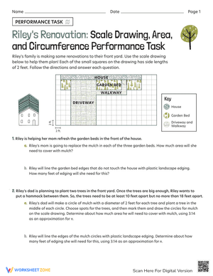 Riley's Renovation: Scale Drawing, Area, and Circumference Performance Task