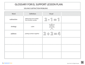Glossary: Solving Subtraction Problems