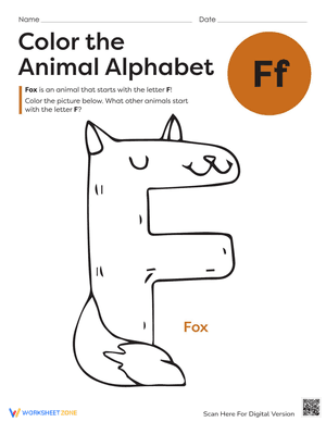 Color the Animal Alphabet: F