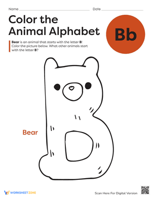 Color the Animal Alphabet: B