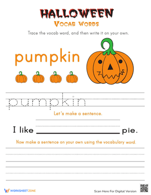 Halloween Vocab Words: Pumpkin