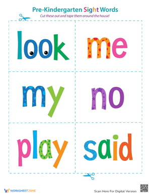 Pre-Kindergarten Sight Words: Look to Said