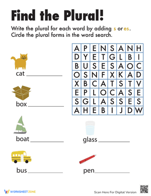Word Search: Find the Plural!