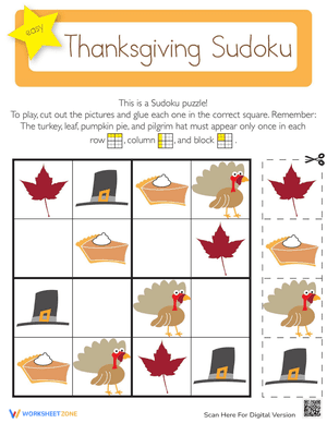 Sudoku for Kids: Thanksgiving