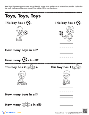 Counting Practice: Toys, Toys, Toys