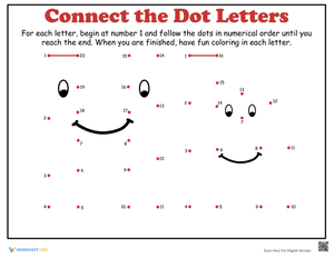 Dot-to-Dot Alphabet: H