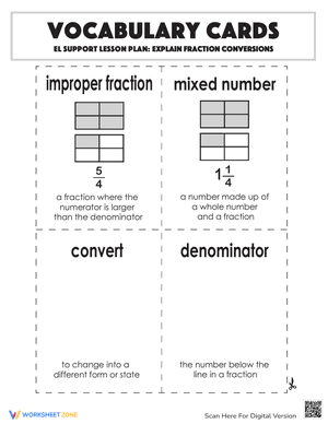 Vocabulary Cards: Explain Fraction Conversions