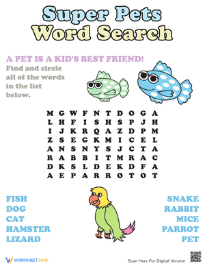 Word Search: Super Pets