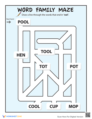 "ool" Word Family Maze