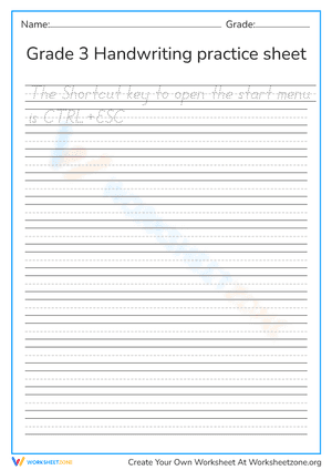 Grade 3 Handwriting worksheet