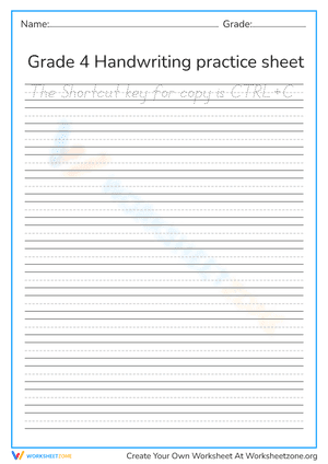 Grade 4 Handwriting worksheet