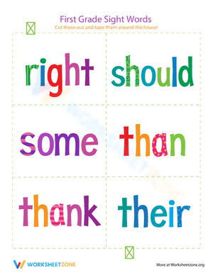 First Grade Sight Words: Right to Their