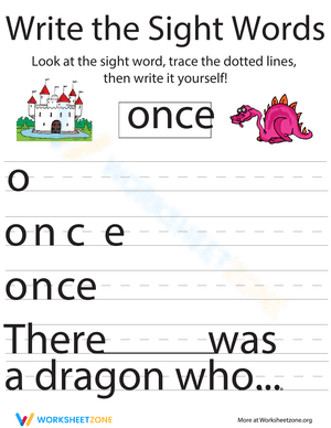 Write the Sight Words: "Once"
