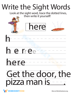 Write the Sight Words: "Here"