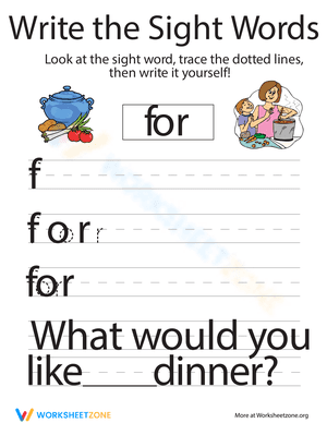 Write the Sight Words: "For"