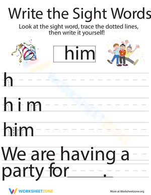 Write the Sight Words: "Him"