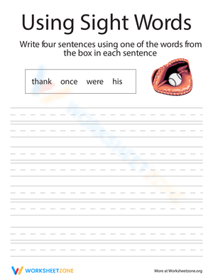 Using Sight Words: Thank, Once, Were, His