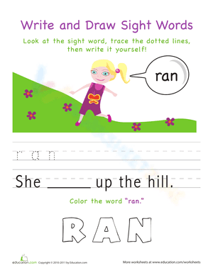 Write and Draw Sight Words: Ran