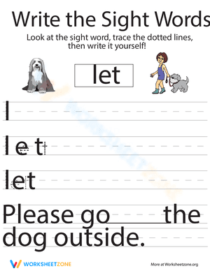 Write the Sight Words: "Let"