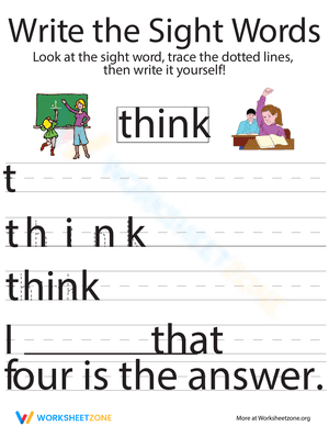 Write the Sight Words: "Think"