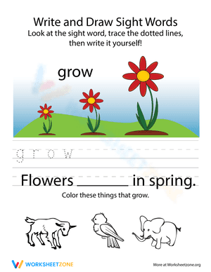 Write and Draw Sight Words: Grow