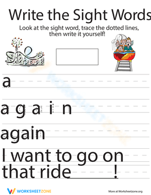 Write the Sight Words: "Again"