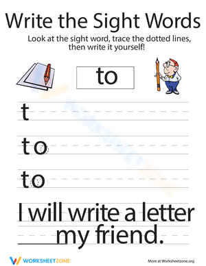 Write the Sight Words: "To"