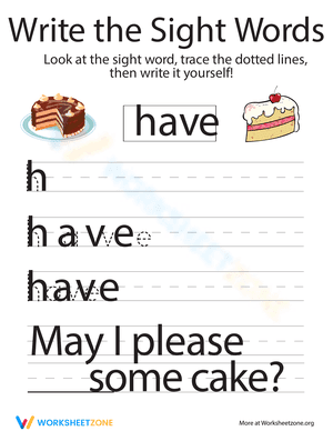 Write the Sight Words: "Have"
