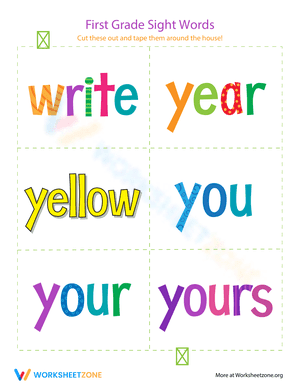 First Grade Sight Words: Write to Yours