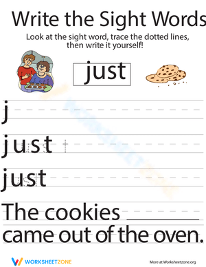 Write the Sight Words: "Just"