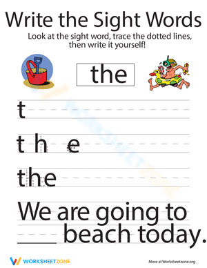Write the Sight Words: "The"