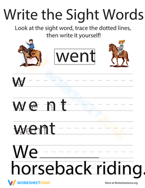 Write the Sight Words: "Went"