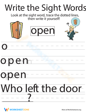 Write the Sight Words: "Open"