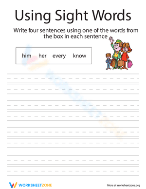 Using Sight Words: Him, Her, Every, Know