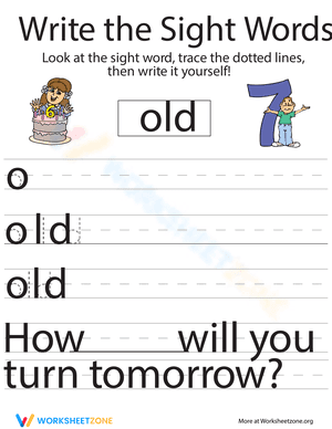 Write the Sight Words: "Old"