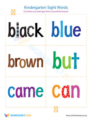 Kindergarten Sight Words: Black to Can