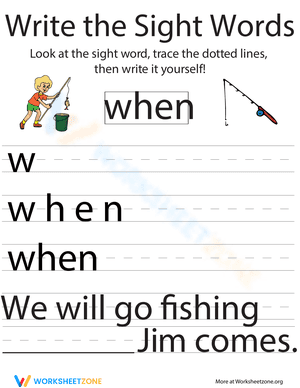 Write the Sight Words: "When"