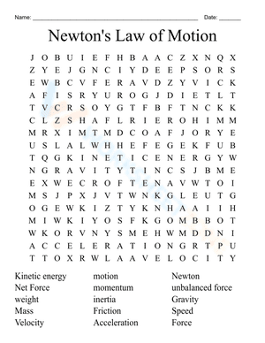 Newton's Law of Motion Word Search