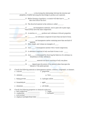 Classification of Matter Worksheets 5